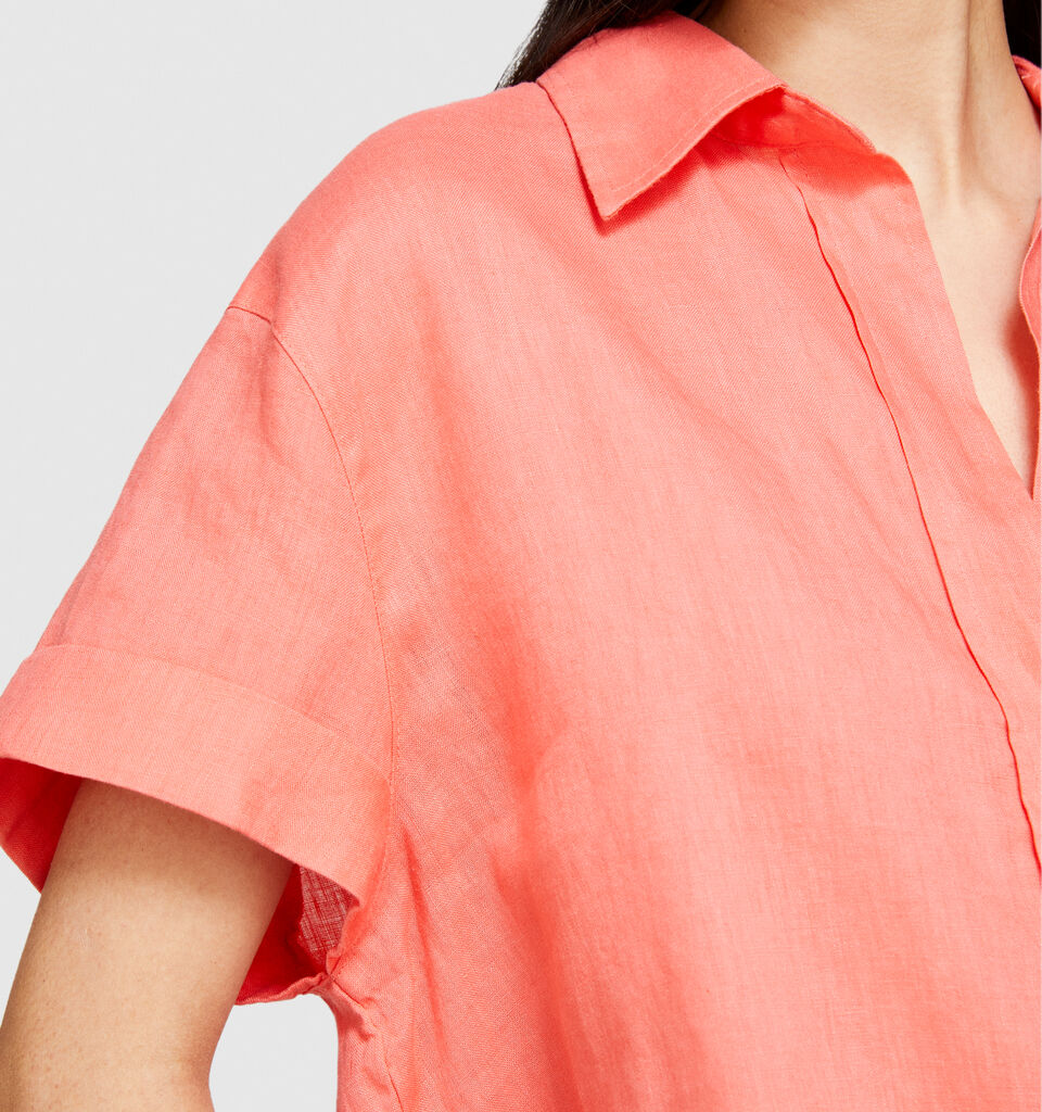 Short sleeve 100% linen shirt - women's shirts - Coral | Sisley image number 5
